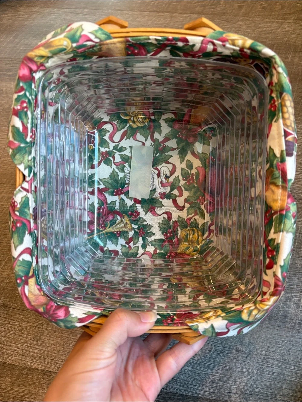 Longaberger 2000 Deck the Halls Basket Christmas Holly Liner & Protector